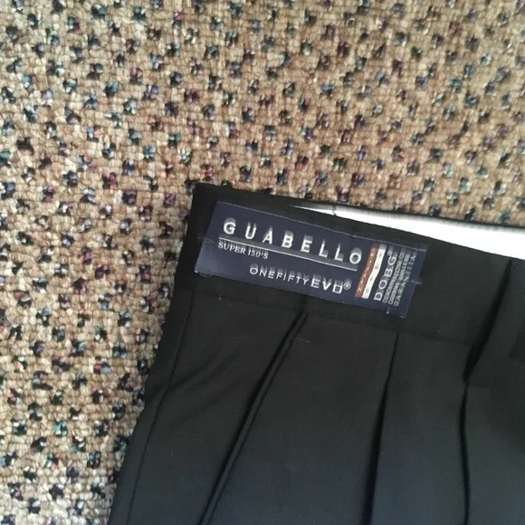 Gianni manzoni men’s dress pants black pleated wool super 150s 36w Italy 31 new